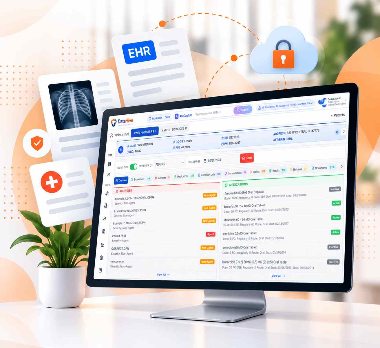 Modern Healthcare EHR Workspace Illustration